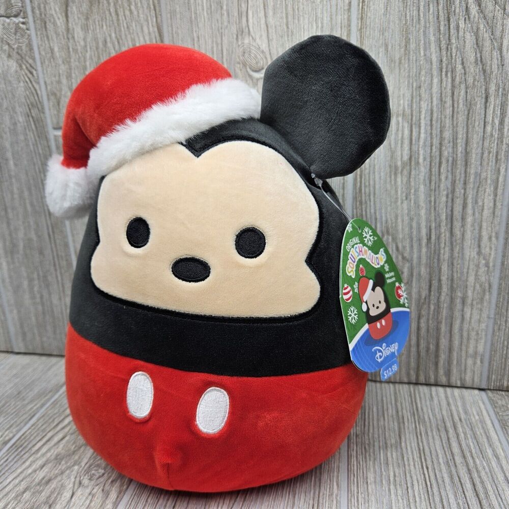 Squishmallow Disney Mickey Mouse Santa‎ Hat Christmas Holiday Plush 10" NEW
